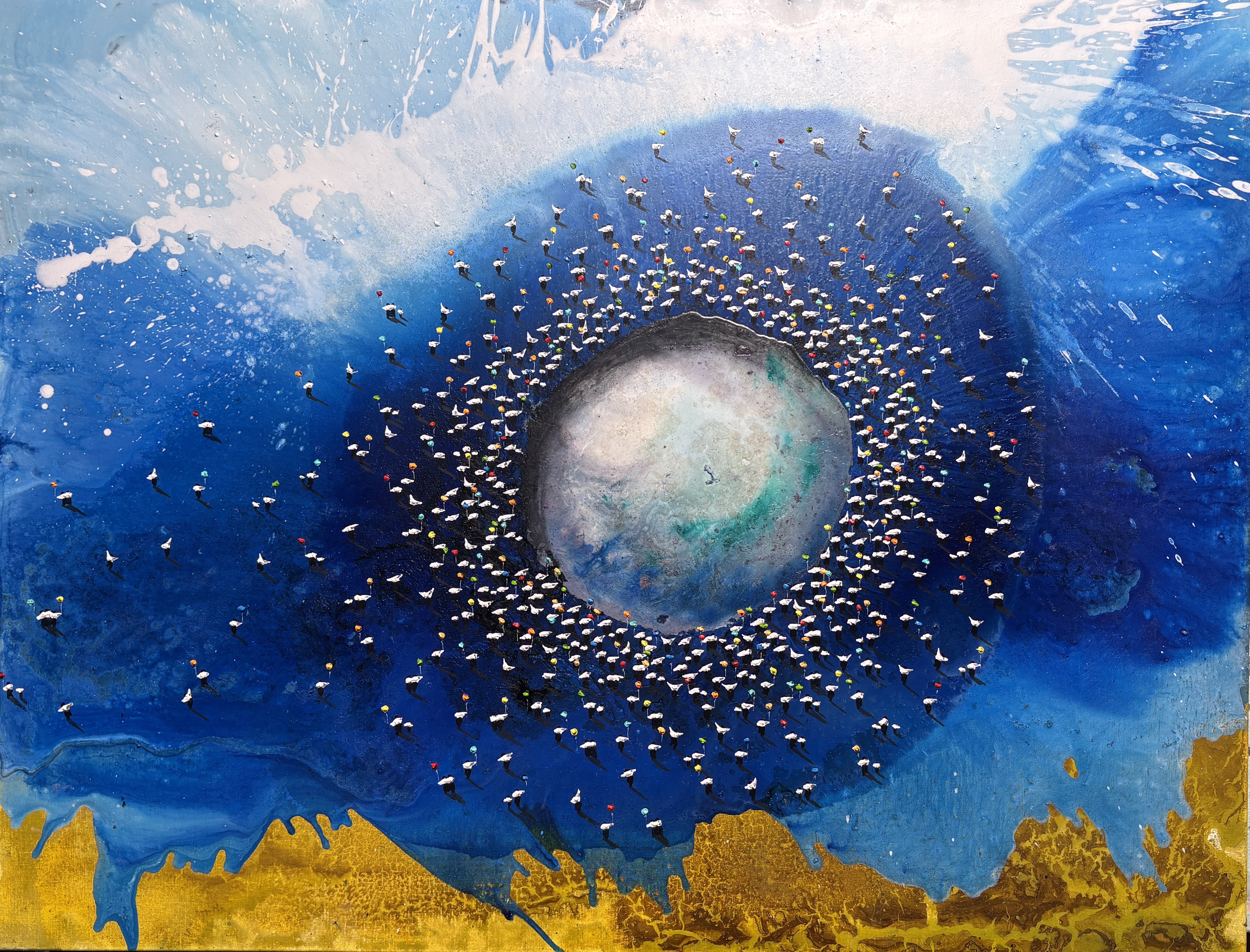 Alberto Letamendi, Itsasoaren Arnasa — Breath of the Sea, 2026, acrylique et pigments naturels sur toile, 89 × 116 cm